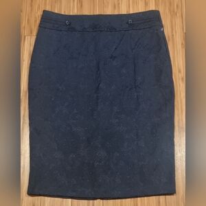 SOHO Classic Blue Textured Pencil Skirt